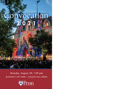 Convocation 2021 Monday August 30 7:00 p.m. College Hall Green